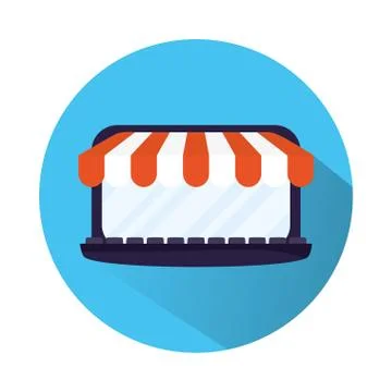 Laptop computer with parasol store Illustrazione stock