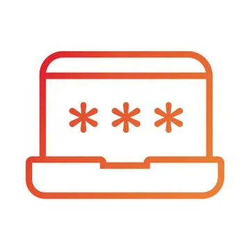 Laptop computer with password gradient style icon イラスト素材