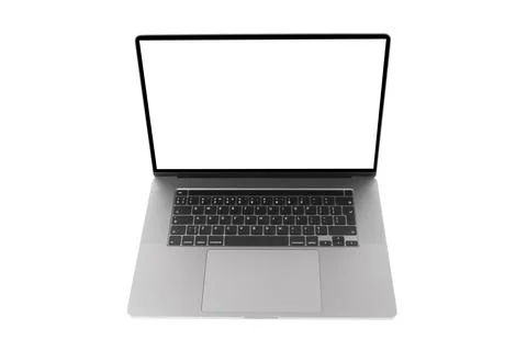 Laptop computer PC with blank screen mock up isolated on white background. .. Stock Photos