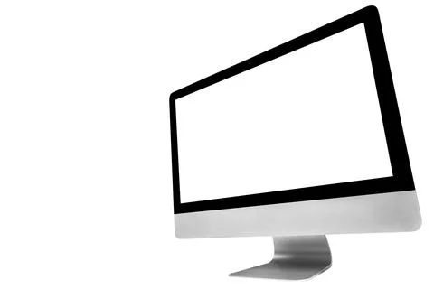 Laptop computer PC with blank screen mock up isolated on white background. .. Stock Photos