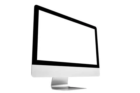 Laptop computer PC with blank screen mock up isolated on white background. .. Stock Photos