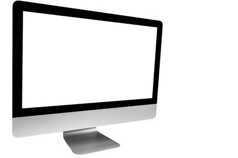 Laptop computer PC with blank screen mock up isolated on white background. .. Foto stock