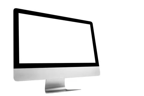 Laptop computer PC with blank screen mock up isolated on white background. .. Stock Photos
