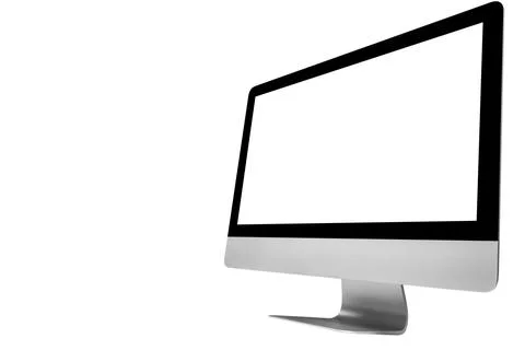 Laptop computer PC with blank screen mock up isolated on white background. .. Foto stock