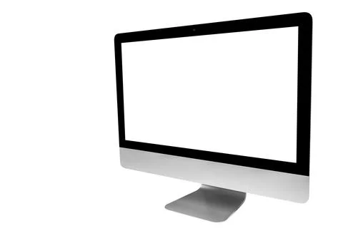 Laptop computer PC with blank screen mock up isolated on white background. .. Stock Photos