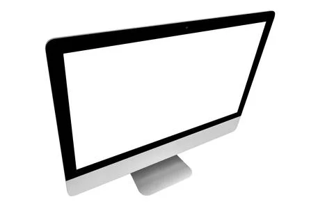 Laptop computer PC with blank screen mock up isolated on white background. .. Stock Photos
