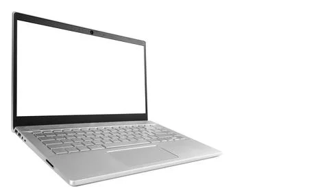 Laptop computer PC with blank screen mock up isolated on white background. .. Stock Photos
