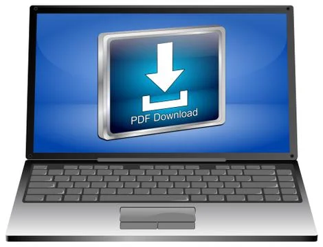 Laptop computer with PDF Download button Illustrazione stock