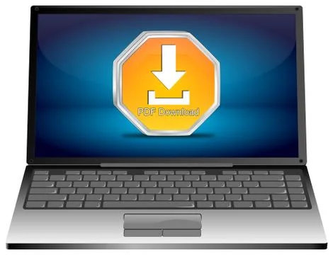 Laptop computer with PDF Download button イラスト素材