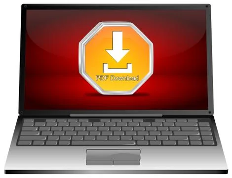 Laptop computer with PDF Download button Illustrazione stock