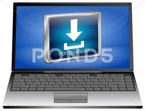 Laptop computer with PDF Download button Stock Photos
