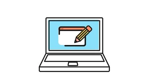 Laptop computer with pencil and website browser Stockillustratie