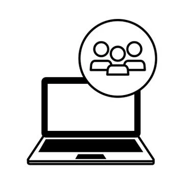 Laptop computer with people teamwork 스톡 일러스트