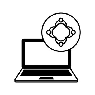 Laptop computer with people teamwork 스톡 일러스트