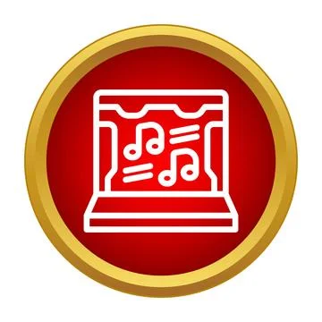 Laptop computer playing music notes icon design Stock Illustration