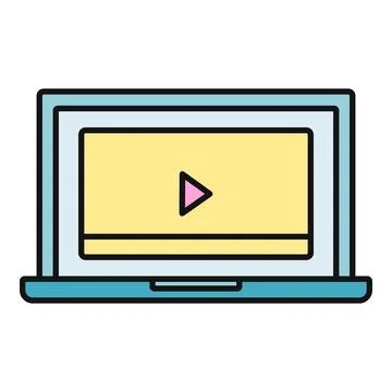 Laptop computer playing video media streaming content Stockillustratie