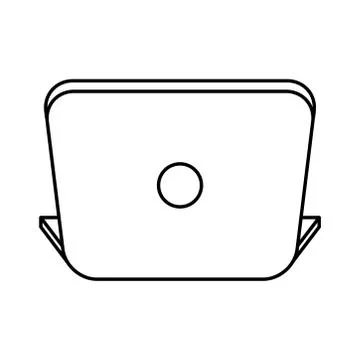 Laptop computer portable device back line style Stock Illustration