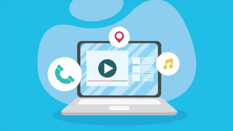 Laptop computer portable device tech animation Video stock 235505205