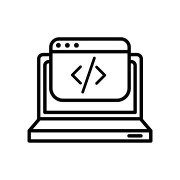 Laptop computer portable with template line style icon イラスト素材