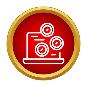 Laptop computer processing data and settings icon Stock Illustration