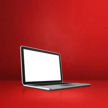 Laptop computer on red office scene background Laptop computer on red offi... Stock Photos