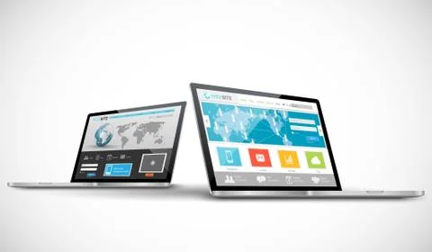 Laptop computer with responsive web design Stock Illustration