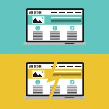 Laptop Computer With Responsive Web Design Stock Illustration