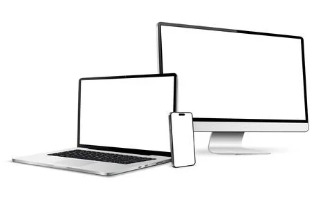 Laptop with computer screen and mobile phone mockup イラスト素材
