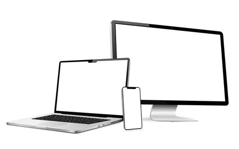 Laptop with computer screen and modern smartphone mockup イラスト素材