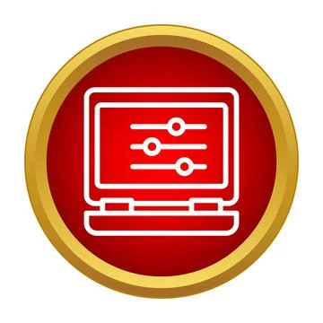 Laptop computer screen displaying adjustment control settings icon Illustrazione stock