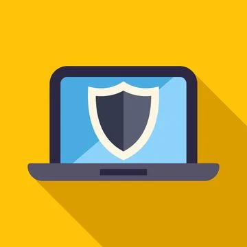 Laptop computer screen displaying cybersecurity shield protection Stockillustratie