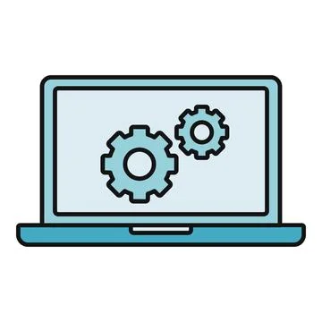 Laptop computer screen displaying settings gears icon Stockillustratie