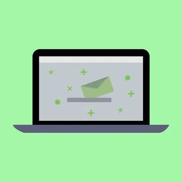 Laptop computer screen show a massage one the white color wallpaper Stock Illustration