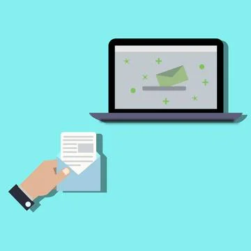 Laptop computer screen show a massage one the white color wallpaper Stock-Illustration