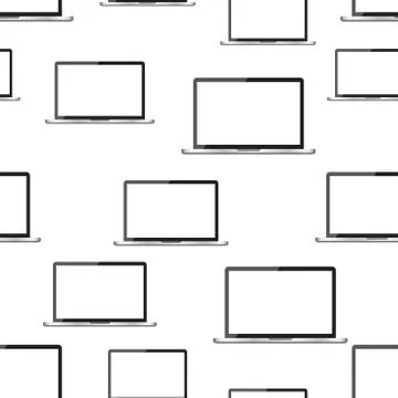 Laptop computer seamless pattern background. Business flat vector illustratio 스톡 일러스트