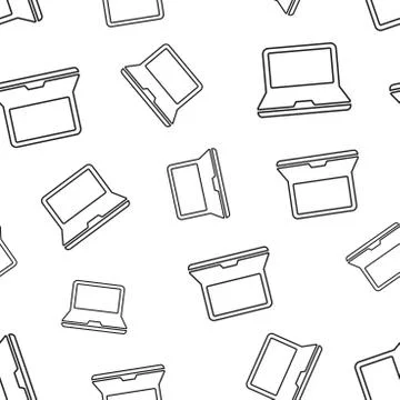Laptop computer seamless pattern background. Business flat vector illustratio Stock Illustration