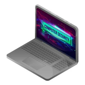 Laptop computer security icon, isometric style Ilustración de archivo