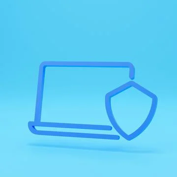 Laptop computer with security shield symbol. Data protection, internet securi Stock Illustration
