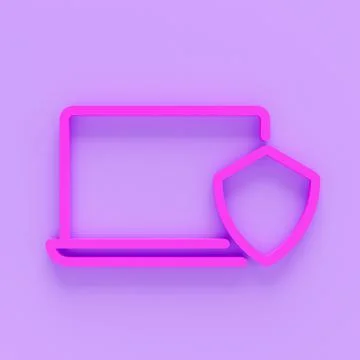 Laptop computer with security shield symbol. Data protection, internet securi Illustrazione stock