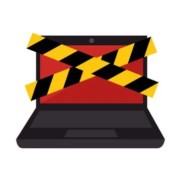 Laptop computer with security tape Ilustración de archivo