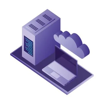 Laptop computer server cloud storage data network Stock Illustration