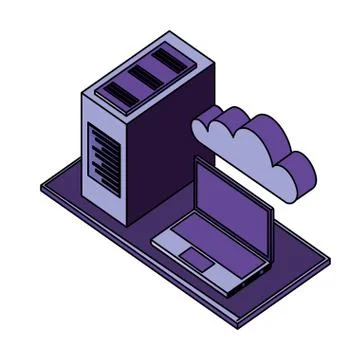 Laptop computer server cloud storage data network 스톡 일러스트