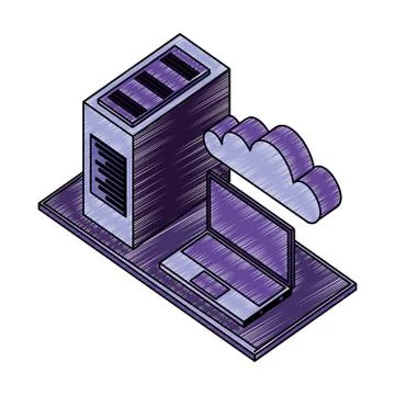 Laptop computer server cloud storage data network 스톡 일러스트