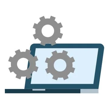 Laptop computer settings gears icon Illustrazione stock