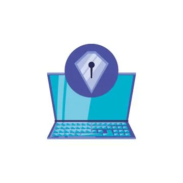 Laptop computer with shield secure Stock Illustration