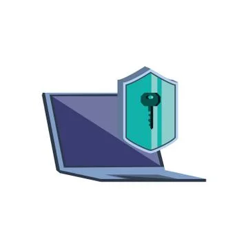 Laptop computer with shield secure Stock Illustration