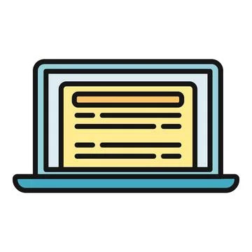 Laptop computer showing application interface flat icon 스톡 일러스트