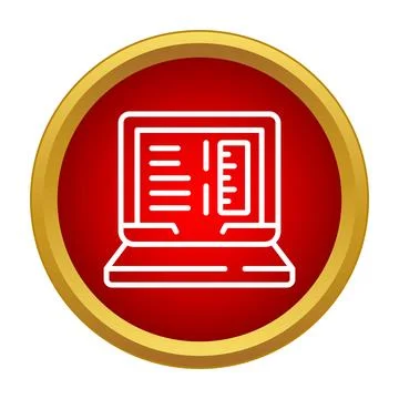 Laptop computer showing data on red screen icon 库存插图