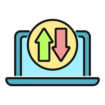 Laptop computer showing data transfer upload download concept Stock Illustration