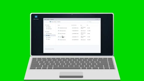 Laptop computer showing database search interface on green screen. 4K Stock Footage 341694596